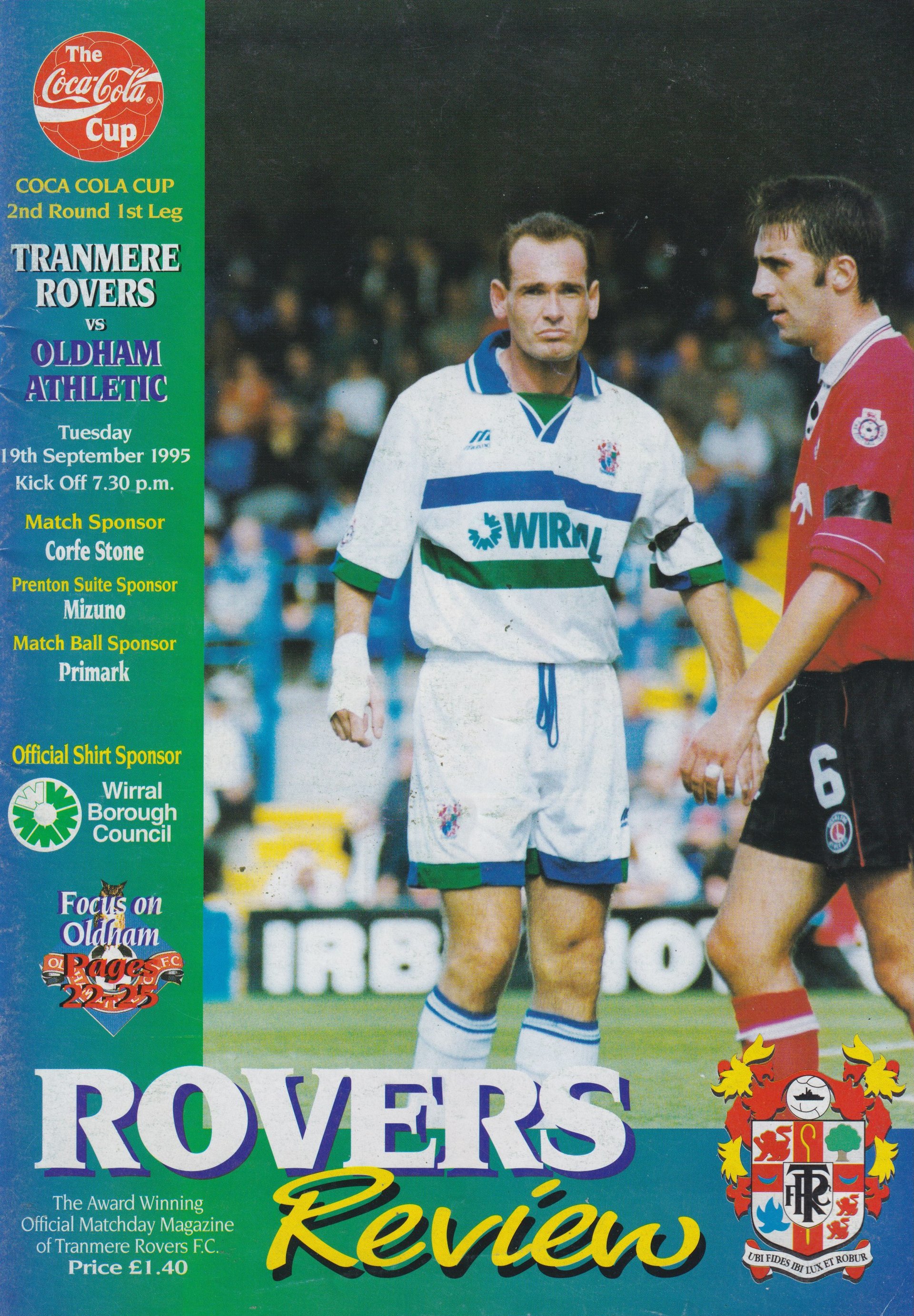 Tranmere Rovers v Oldham Athletic match programme